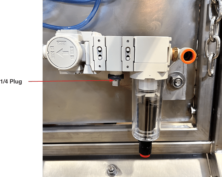 Main air regulator plug location